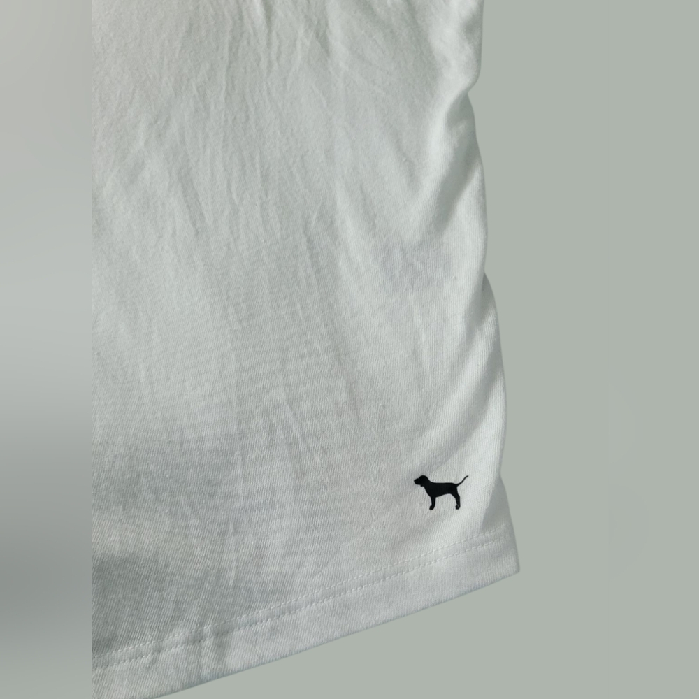 Pink Brand- Sz LG White Tank Top with Black Trim With Black Dog In Corner. - Picture 7 of 10